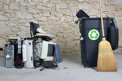 Professional team organizing and clearing a garage